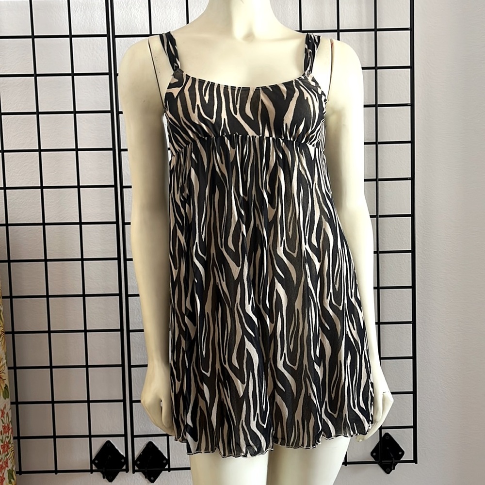Cosabella Zebra Stripe Mesh Negligée